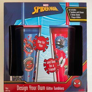 NIB- Spiderman DIY Glitter Tumbler Set